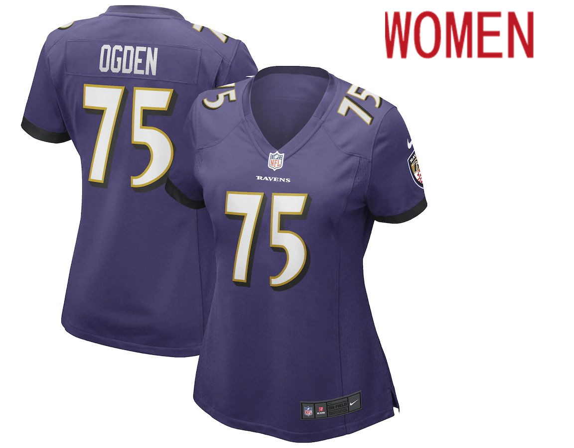 Women Baltimore Ravens #75 Jonathan Ogden Nike Purple Game Retired Player NFL Jersey->women nfl jersey->Women Jersey